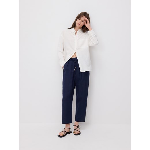 Reserved - Spodnie jogger z lnem - granatowy Reserved M Reserved