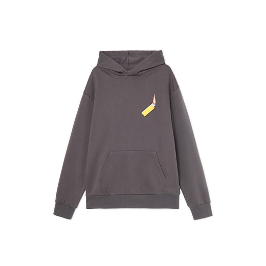 Cropp - Szara bluza z aplikacją zapalniczki - szary ze sklepu Cropp w kategorii Bluzy męskie - zdjęcie 179525101