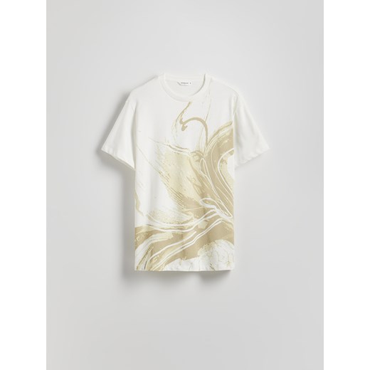 Reserved - T-shirt regular z nadrukiem - beżowy Reserved L Reserved