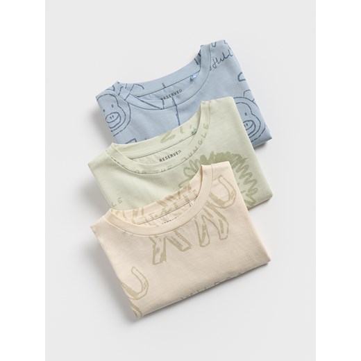 Reserved - Bawełniany longsleeve 3 pack - jasnozielony ze sklepu Reserved w kategorii T-shirty chłopięce - zdjęcie 179526080