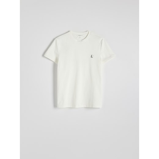 Reserved - Bawełniany t-shirt slim fit - złamana biel Reserved XL Reserved