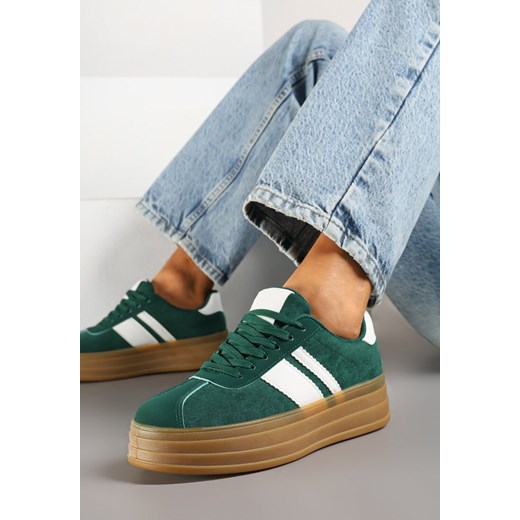 Zielone Sneakersy Kultowe Tenisówki z Ozdobnymi Paskami Vandell ze sklepu renee.pl w kategorii Buty sportowe damskie - zdjęcie 179526920