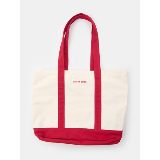 Sinsay - Materiałowa torba z napisem - bordowy Sinsay One Size Sinsay