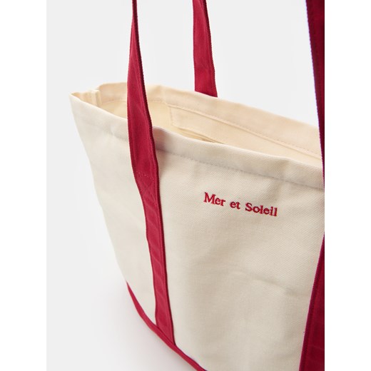 Sinsay - Materiałowa torba z napisem - bordowy Sinsay One Size Sinsay