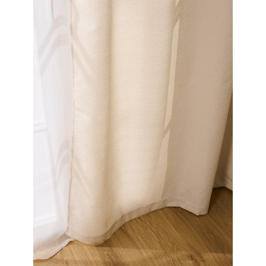 Sinsay - Gruba zasłona w żakardowe kropki na beżowym tle - beżowy Sinsay One Size Sinsay