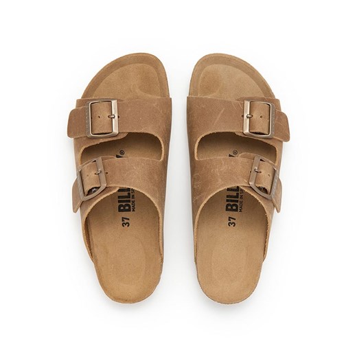 billowy Skórzane klapki w kolorze jasnobrązowym Billowy 39 Limango Polska wyprzedaż