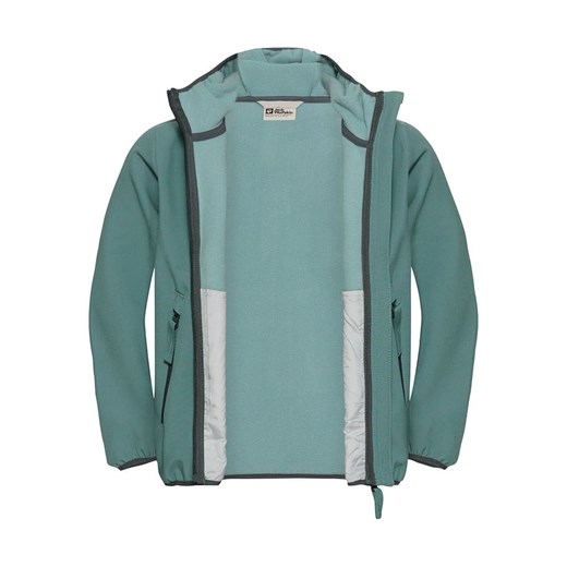 Zielona kurtka chłopięca Jack Wolfskin z poliestru 