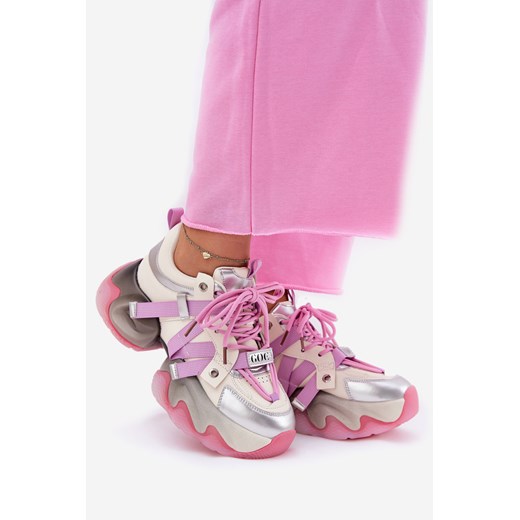 Buty sportowe damskie Goe sneakersy sznurowane na płaskiej podeszwie