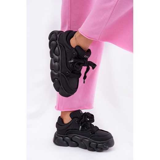 Sneakersy Damskie Skóra Naturalna Platforma Czarne GOE RR2N4044 ze sklepu ZAZOO w kategorii Buty sportowe damskie - zdjęcie 179535761