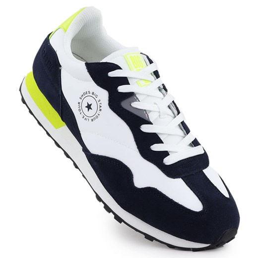 Skórzane półbuty sportowe męskie sneakersy biało-granatowe Big Star RR174408 białe ze sklepu ButyModne.pl w kategorii Buty sportowe męskie - zdjęcie 179536782