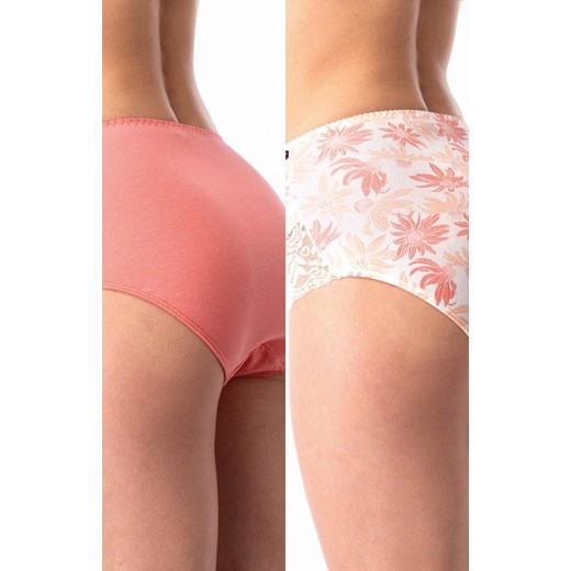 2-pack majtki damskie z wyższym stanem w kwiatowy wzór LPF 531, Kolor różowy-wzór, Rozmiar S, Key ze sklepu Primodo w kategorii Majtki damskie - zdjęcie 179538000