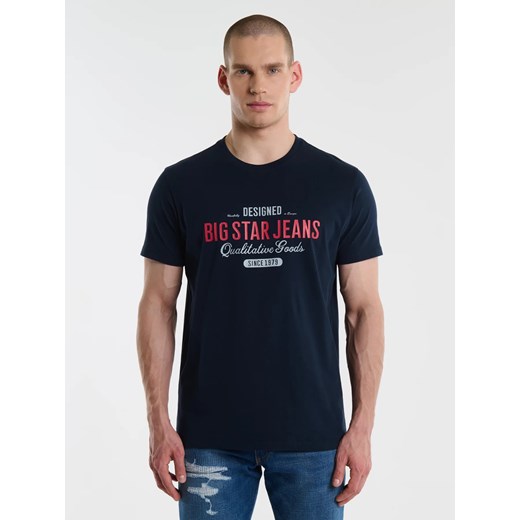 Koszulka męska bawełniana z nadrukiem granatowa Messeret 403 ze sklepu Big Star w kategorii T-shirty męskie - zdjęcie 179541193