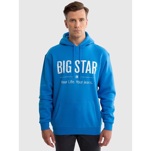 Bluza męska z kapturem z logo BIG STAR niebieska Ashlyno 401 ze sklepu Big Star w kategorii Bluzy męskie - zdjęcie 179542850