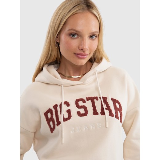 Bluza damska z kapturem z logo BIG STAR beżowa Rubialsa 103 ze sklepu Big Star w kategorii Bluzy damskie - zdjęcie 179544162