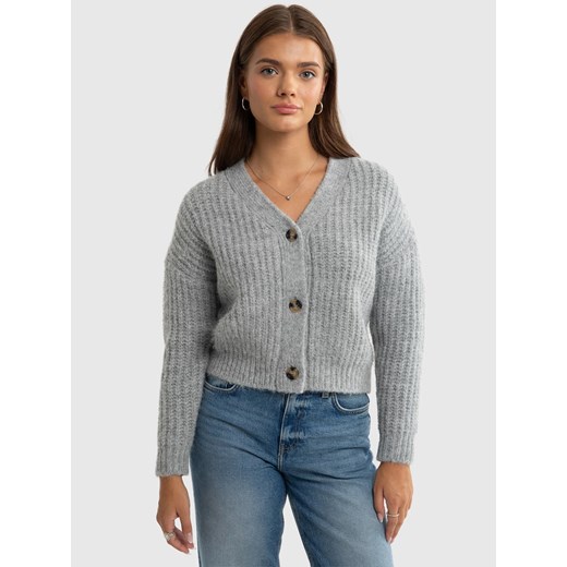 Sweter dziewczęcy kardigan z dodatkiem wełny szary Karda 901 ze sklepu Big Star w kategorii Swetry dziewczęce - zdjęcie 179544364
