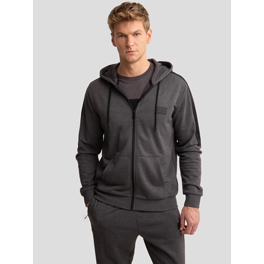 Bluza męska rozpinana z kapturem ciemnoszara Rubban 903 ze sklepu Big Star w kategorii Bluzy męskie - zdjęcie 179545002