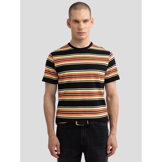 Koszulka męska w kolorowe paski czarna Leviner 906 ze sklepu Big Star w kategorii T-shirty męskie - zdjęcie 179545823
