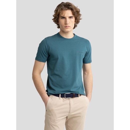 Koszulka męska z niewielkim nadrukiem na piersi zielona Irter 304 ze sklepu Big Star w kategorii T-shirty męskie - zdjęcie 179546010