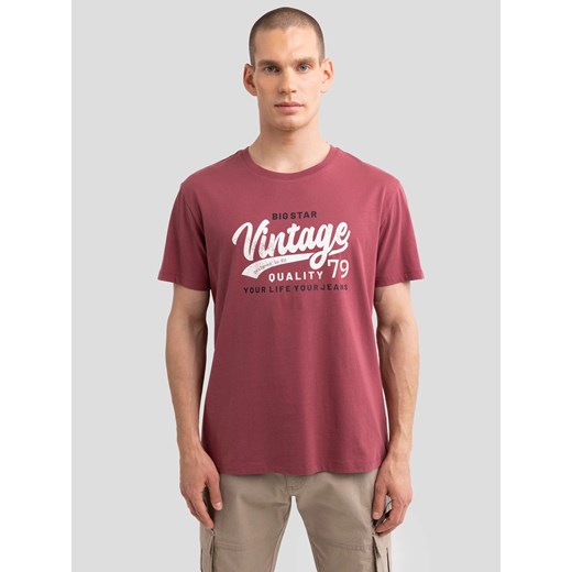 Koszulka męska z nadrukiem na piersi ciemnoróżowa Gralis 602 ze sklepu Big Star w kategorii T-shirty męskie - zdjęcie 179546101