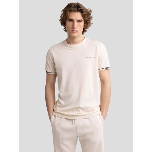Koszulka męska bawełniana z logo BIG STAR kremowa Wlader 103 ze sklepu Big Star w kategorii T-shirty męskie - zdjęcie 179546314