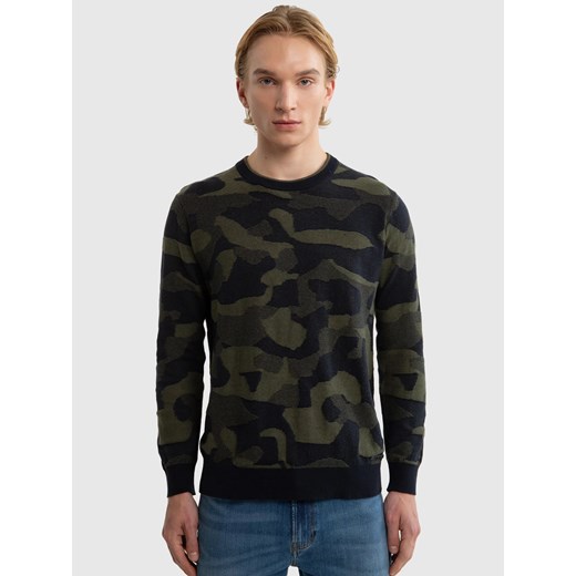 Sweter męski bawełniany z motywem moro Ordi 000 ze sklepu Big Star w kategorii Swetry męskie - zdjęcie 179546584