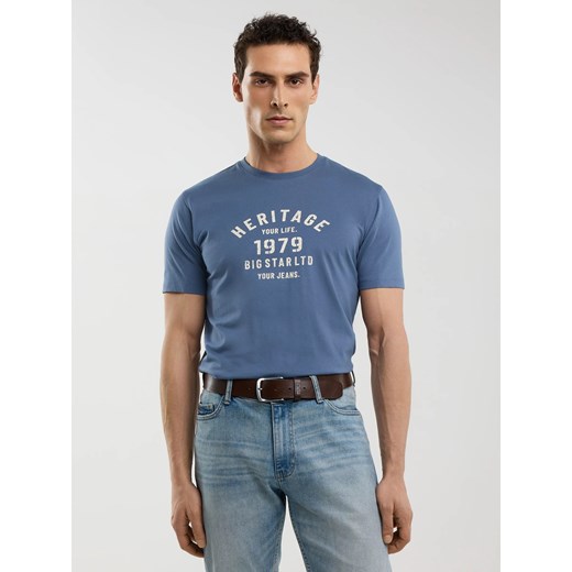 Koszulka męska z nadrukiem niebieska Serter 402 ze sklepu Big Star w kategorii T-shirty męskie - zdjęcie 179547410