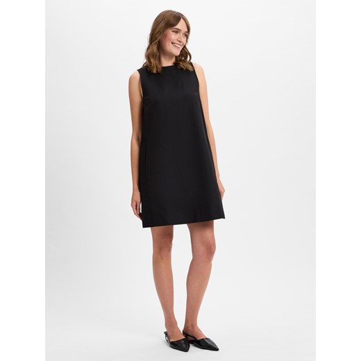 Weekend Max Mara Damska sukienka casual z lnem - Racer Kobiety Bawełna czarny jednolity ze sklepu vangraaf w kategorii Sukienki - zdjęcie 179569020