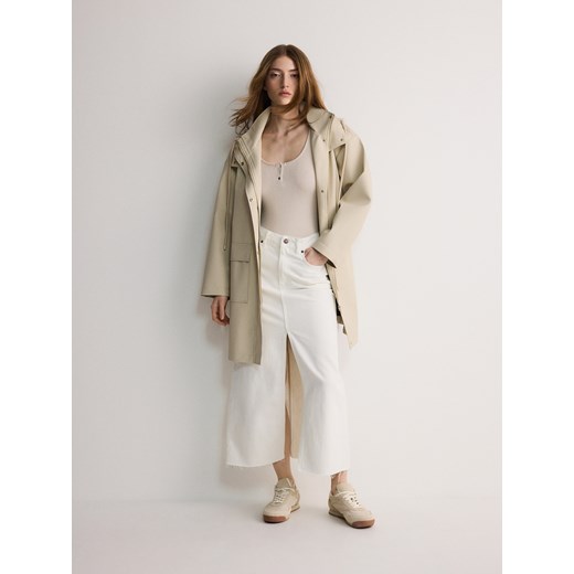 Reserved - Parka przeciwdeszczowa oversize - kremowy ze sklepu Reserved w kategorii Kurtki damskie - zdjęcie 179569783