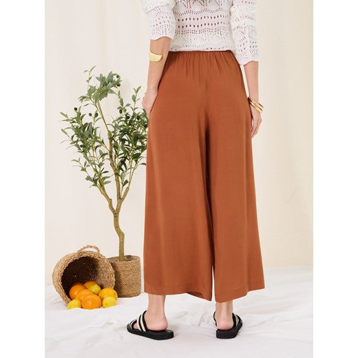 Sinsay - Wiskozowe spodnie culotte - żółty Sinsay XXL Sinsay