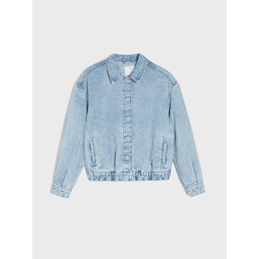 Niebieska kurtka damska Sinsay krótka bez kaptura casual 