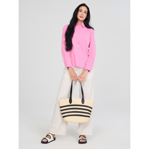 Koszula damska różowa Sinsay z długim rękawem casual 