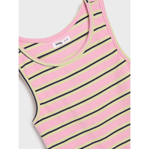 Sinsay - Koszulka bez rękawów z elastycznej dzianiny - wielobarwny Sinsay 146 Sinsay