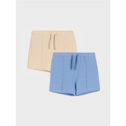 Sinsay - Bawełniane szorty ze strukturalnej dzianiny 2 pack - beżowy ze sklepu Sinsay w kategorii Odzież dla niemowląt - zdjęcie 179572311