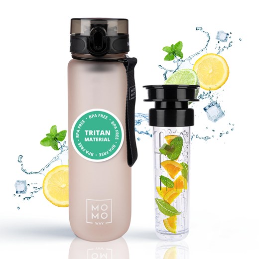 Butelka na wodę MOMO WAY pudrowy róż | idealna na podróż | BPA free | Tritan ze sklepu Sklep SOXO w kategorii Bidony i butelki - zdjęcie 179576403