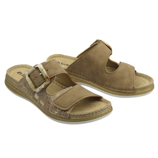 Klapki damskie z regulowanymi paskami jasnobrązowe Inblu MK-13 ze sklepu ulubioneobuwie w kategorii Klapki damskie - zdjęcie 179577521