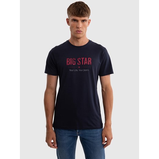 Koszulka męska o klasycznym kroju granatowa Bruno 403 ze sklepu Big Star w kategorii T-shirty męskie - zdjęcie 179580502