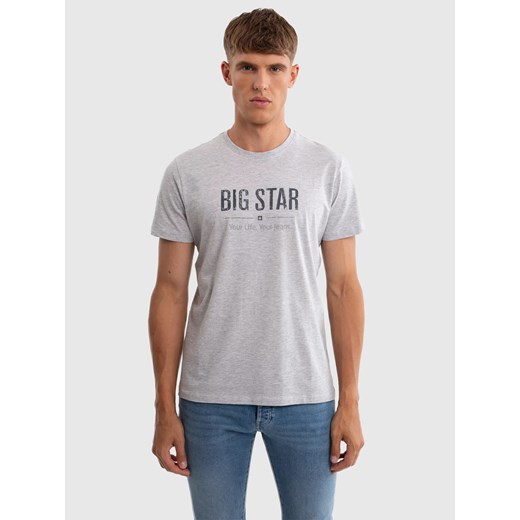 Koszulka męska o klasycznym kroju szara Bruno 901 ze sklepu Big Star w kategorii T-shirty męskie - zdjęcie 179580530