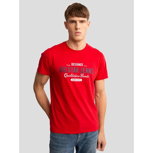 Koszulka męska bawełniana z nadrukiem czerwona Messeret 603 ze sklepu Big Star w kategorii T-shirty męskie - zdjęcie 179580830