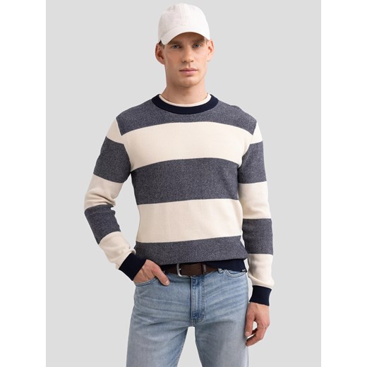 Sweter męski bawełniany w pasy beżowo-szare Pasador 000 ze sklepu Big Star w kategorii Swetry męskie - zdjęcie 179582280