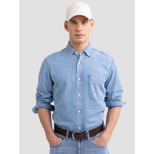 Koszula męska z imitacji jeansu niebieska Jason 147 ze sklepu Big Star w kategorii Koszule męskie - zdjęcie 179582362