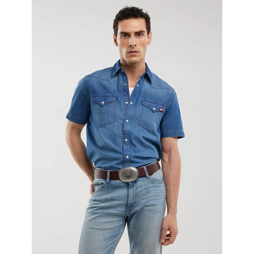 Koszula męska jeansowa z krótkim rękawem niebieska Short Sleeve Western 377 ze sklepu Big Star w kategorii Koszule męskie - zdjęcie 179582701