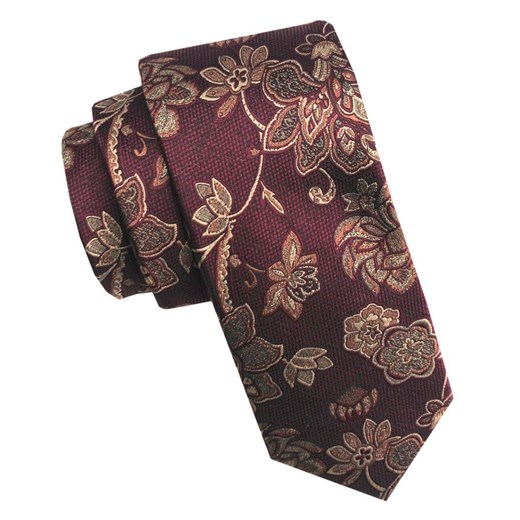 Elegancki i Modny Męski Krawat - Angelo di Monti - Bordo w Kwiaty KRADM2189 ze sklepu JegoSzafa.pl w kategorii Krawaty - zdjęcie 179585302