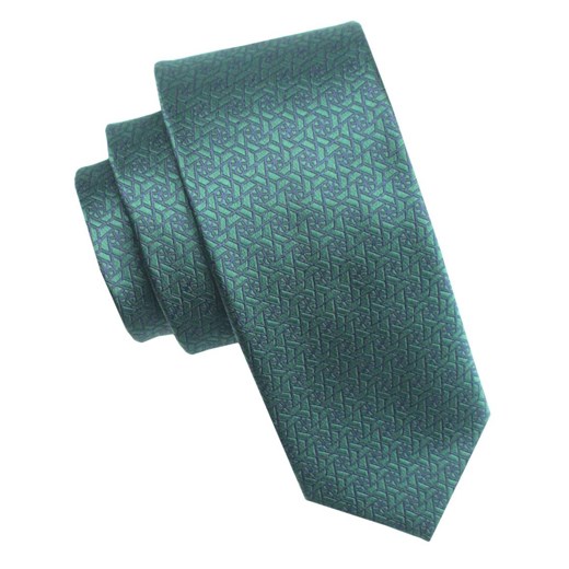 Elegancki i Modny Męski Krawat - Angelo di Monti - Butelkowa Zieleń, Wzór Geometryczny KRADM2180 ze sklepu JegoSzafa.pl w kategorii Krawaty - zdjęcie 179585310