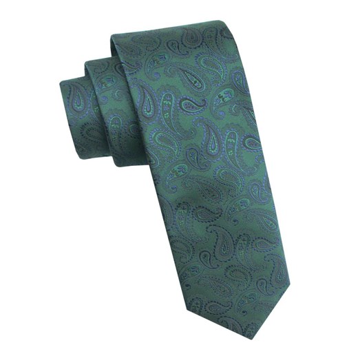 Elegancki i Modny Męski Krawat - Angelo di Monti - Ciemna Zieleń, Paisley KRADM2186 ze sklepu JegoSzafa.pl w kategorii Krawaty - zdjęcie 179585314