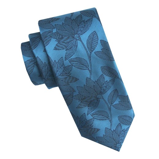 Elegancki i Modny Męski Krawat - Angelo di Monti - Niebieski w Kwiaty KRADM2188 ze sklepu JegoSzafa.pl w kategorii Krawaty - zdjęcie 179585344
