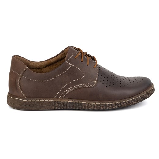 Buty męskie skórzane Casual 933/L/2 brązowe ze sklepu butyolivier w kategorii Półbuty męskie - zdjęcie 179585581