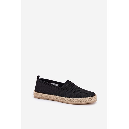 Espadryle damskie Vinceza casualowe czarne z tkaniny płaskie