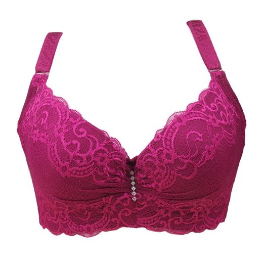 Biustonosz PLUS SIZE z ozdobną cyrkonią - Różowy C / 80 C / 80 ze sklepu Intimica.pl w kategorii Biustonosze - zdjęcie 179586750