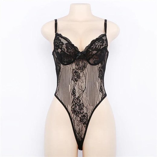 Body koronkowe transparentne - Czarny S ze sklepu Intimica.pl w kategorii Body damskie - zdjęcie 179587224