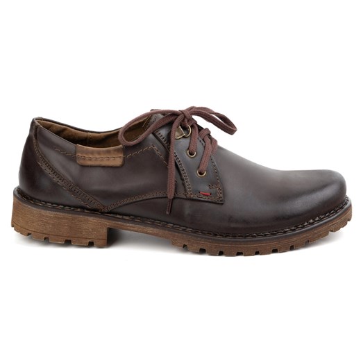 Buty męskie skórzane OLIVIER 312GT ciemno brązowe ze sklepu ButyModne.pl w kategorii Półbuty męskie - zdjęcie 179595863